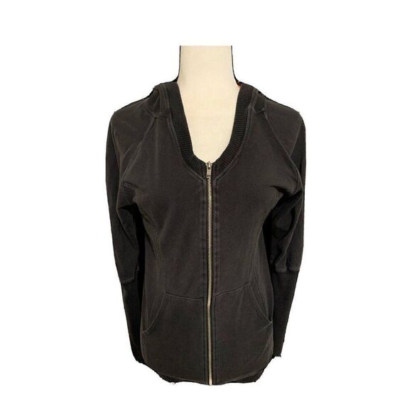 splits59 womens solid black long sleeve hoodie sweater jacket xs - Picture 1 of 5